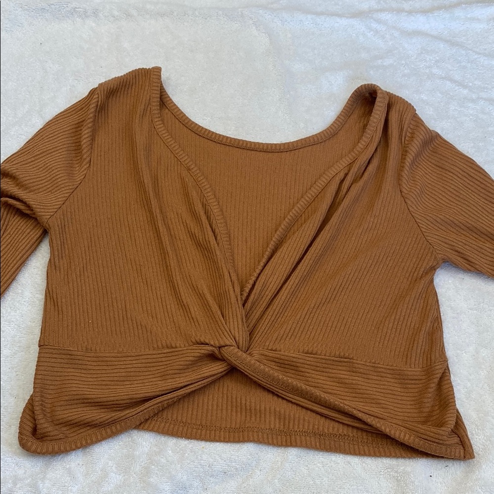 Women's Brown Twist Front Top